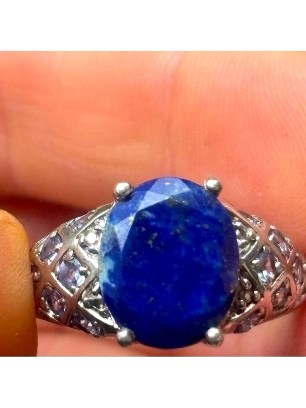 Afghan BOLD MENS Ring Lapis Lazuli & Tanzanite 925 SOLID Silver STS Size 10